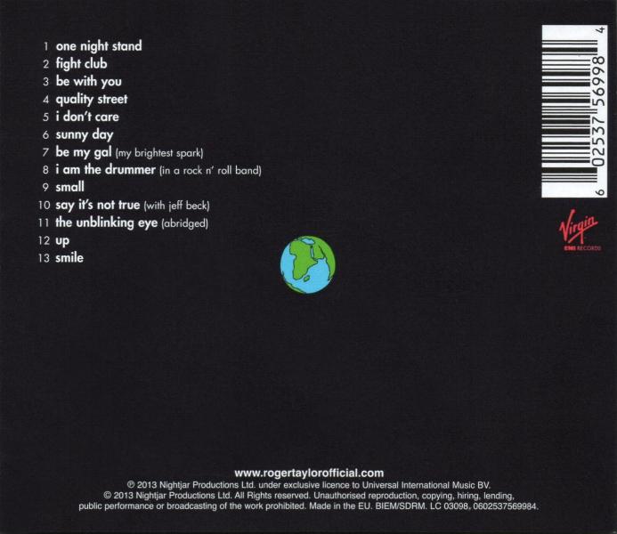 Roger Taylor 'Fun On Earth' UK CD back sleeve