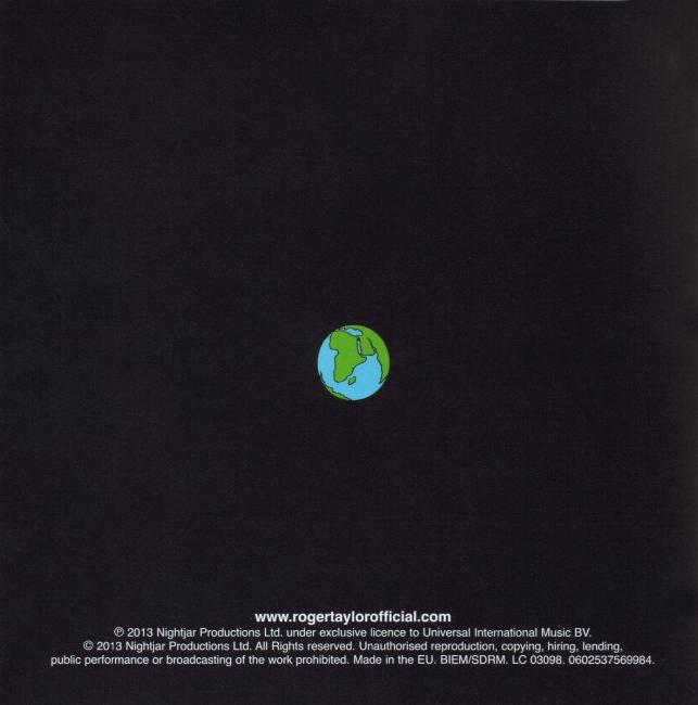 Roger Taylor 'Fun On Earth' UK CD booklet back sleeve