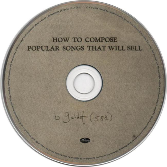 Bob Geldof 'How To Compose Popular Songs That Will Sell' UK CD disc