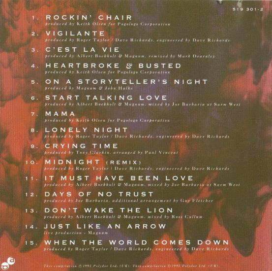 Magnum 'Chapter & Verse' UK CD booklet back sleeve