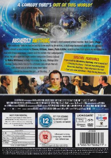 'Absolutely Anything' UK DVD back sleeve