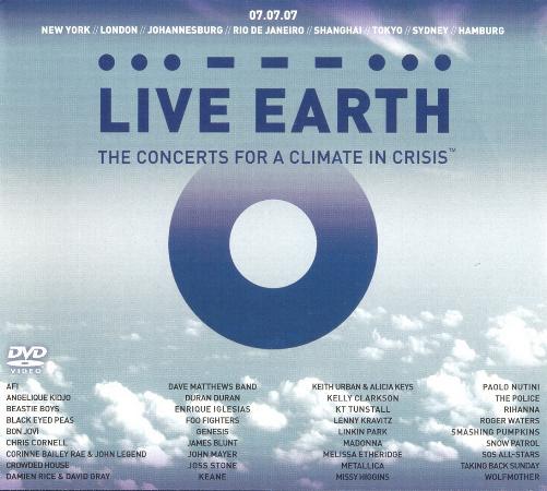 Various Artists 'Live Earth' UK CD and 2 DVD front sleeve