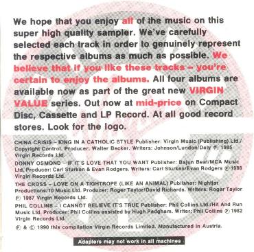 The Cross 'Love On A Tightrope' UK CD promo inner